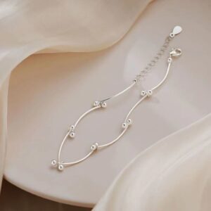 1 stuks 999 sterling zilver golvende buiskraal verstelbare enkelband, minimalistische coole stijl, voor zomer dagelijks gebruik en vrouwen romantische vakantiecadeaus