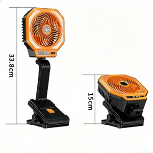 2-in-1 draagbare campingventilator met LED-licht Buitentent Bureauventilator Type-C Opladen