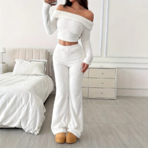 Casual effen kleur dames lange broek, sport harige broek, broek met manchetten