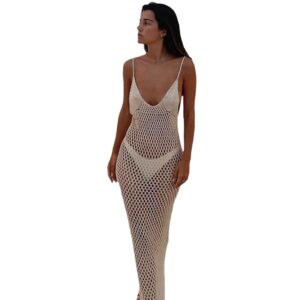 Dames effen kleur sexy gebreid uitgehold strandbikini-badpak