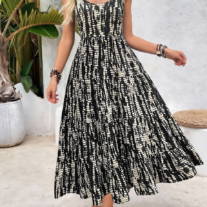 Dames tie-dye print spaghettibandjes gelaagde maxi-jurk - Boho vakantie zwierige lange jurk Perfect voor strandvakantie, dagelijks gebruik en casual daten Zomerjurken voor dames