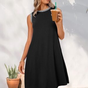 Dames zomer lente casual strand zomerjurk vakantie mouwloze tank ronde hals losse cover-up mini-jurken