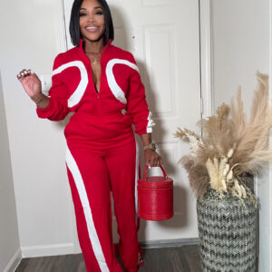 Damesmode sport jumpsuit met kleurblokken en lange mouwen