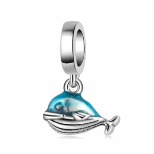 Dolfijn Dangle Charm 925 Sterling Zilver Blauw Emaille Oceaan Dier Hanger Kraal Voor DIY Bedelarmband Ketting Zomer Sieraden Cadeau