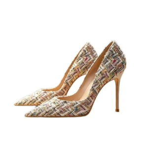 Franse ondiepe mond geweven hoge hakken, lente zomer nieuwe veelzijdige puntige zachte elegante flats