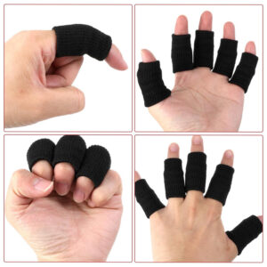 Hand- en vingergewrichtsbeschermers, vingermouwen Zwarte sportvingerbracebeschermer Compressiehoes Ademende elastische duimmouwen Duimspalkbrace Ondersteuning voor basketbal