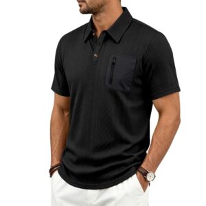 Heren zomer getextureerd jacquard poloshirt