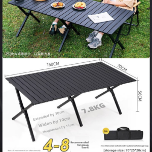 Klaptafel voor buiten, oproltafel, draagbare tafels en stoelen voor picknick, buiten koken, barbecue en kamperen