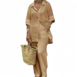 Lente en zomer grensoverschrijdende nieuwe buitenlandse handel dames revers vest met lange mouwen top broek tweedelige set
