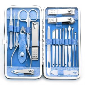 Manicureset - 19-in-1 professionele nagelknipper Pedicureset, manicuregereedschapsset, roestvrijstalen gezichtsverzorgingsset, cadeau-idee voor dames, heren, meisjes, tieners