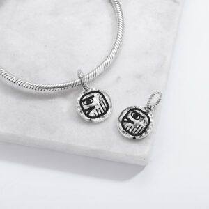 Maya mannen symbool 925 sterling zilver hand getextureerde Dangle charme voor bedelarmbanden