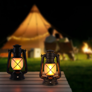 Oplaadbare LED-tafellamp, retro-vlamtafellamp voor buiten kamperen en bars, draagbare hangende retro orkaanlantaarn voor tenten