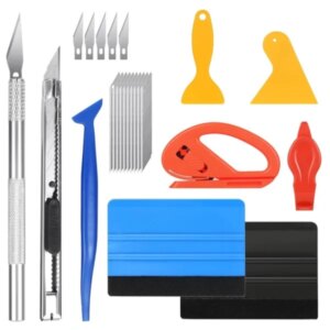 Pro Applicator Tool Kit Window Tint Film Car Wrapping Tools Inclusief vilten wissers, plastic schraper, wikkelmes en messen, magnetische houders, volledige installatietools Window Tint Kit Tool Kit