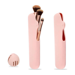 Reismake-upborstelhouder, schoonheidsblenderhouder, siliconen make-upborstelorganisatorkoffer met make-upsponshouder, zacht en strak cosmetisch etui voor make-uphulpmiddelen en toiletartikelen