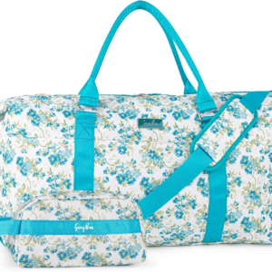 Reistas voor dames met toilettasje, handbagage, weekend- en weekendtas voor reizen, yoga en sportschool, wit bloemmotief