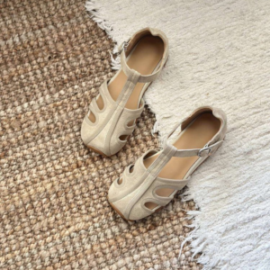 Retro Baotou Romeinse sandalen dames zomer hol geweven ademend zachte bodem comfortabele platte bodem varkenskooi schoenen