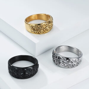 Retro boze oog titanium stalen ring voor heren