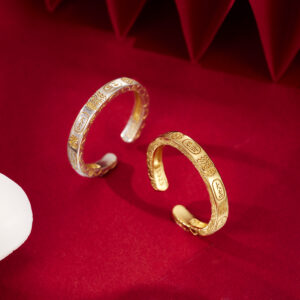 S925 zilveren originele ontwerp veelbelovende woorden ring, rijkdom gelukkige draairing, paar ringen voor mannen en vrouwen