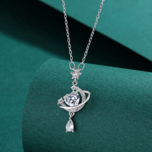 S999 Sterling zilveren dromerige maan- en hartketting voor dames, luxe elegante sleutelbeenketting, zomerse veelzijdige sieraden