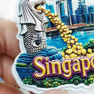 Singapore Merlion koelkast met 3D magnetische stickers als reissouvenirs