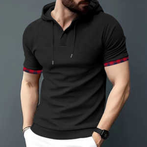 Sport-casual T-shirt voor heren met korte mouwen, grote maten, export-top met capuchon