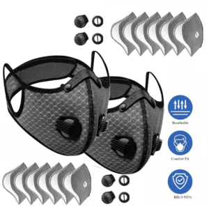 Sportmasker Fietsen Gezichtsmasker Actieve koolfilter Ademhalingsventielen met filter