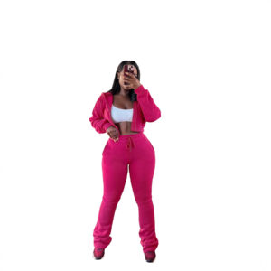 Sportset van fleece-sweatshirt voor dames met capuchon en ritssluiting