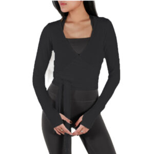 Sporttop met lange mouwen voor dames Trendy gebreide trui met vingermouwen