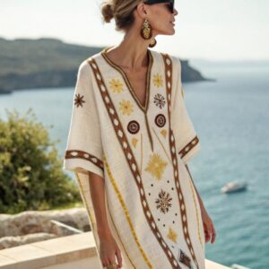 Strandvakantie strandjurk losse midi-jurk met print