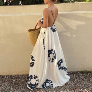 Tiedye strapless decolleté loszittende Boheemse strandjurk