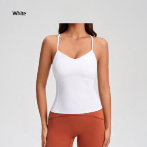 Yogavest voor dames, geborsteld, nauwsluitend hemdje met borstkussen, outdoor hardloopfitnesstop