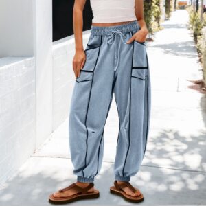 Zomer casual broek met wijde pijpen en trekkoord in de taille