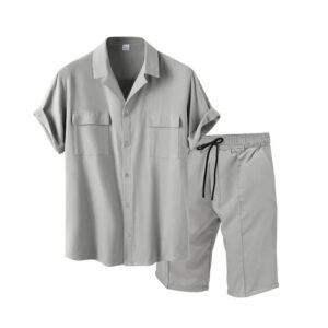 Zomer casual revers veelzijdig heren plus-size effen kleur shirt met korte mouwen