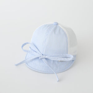 Zomer jongens en meisjes gestreepte baseballpet met trekkoord en strikontwerp - een frisse stijl voor buitenactiviteiten en bescherming tegen de zon, babymutsje voor jongens en meisjes