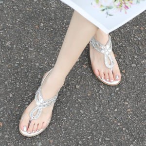 Zomer nieuwe collectie Boheemse bloemen strass slippers in grote maten voor dames