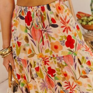 Zomer nieuwe collectie, bloemenprint losse zoete lange jurk voor dames