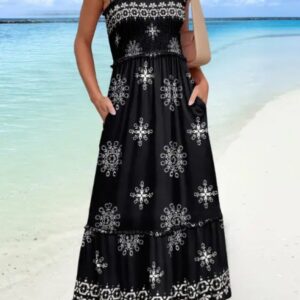 Zomerjurk met print en tubetop in vakantiestijl