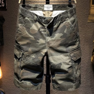 Zomerse retro loszittende camouflageshort met rechte pijpen in Amerikaanse stijl