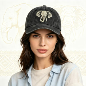 2 stuks vintage gewassen katoenen baseballpet, geborduurde Afrikaanse olifant hoofd papa hoed buiten zomer casual zonnehoed