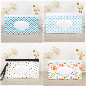 4-packs babydoekjesdispenser, draagbare navulbare doekjeshouder met ophanglus, container voor vochtige doekjes, herbruikbaar reiszakje voor babydoekjes voor gebruik binnen en buiten