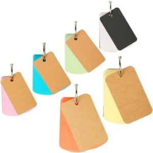 6-delige set indexkaarten met ringband, 460 vellen, zakformaat flashcards, minikaarten, diverse kleuren, notitieblok voor het leren van woordenschat en reizen - gastenboeken