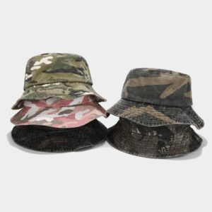 Amerikaanse stijl watergewassen noodlijdende camouflage vissershoed, retro breedgerande zonnehoed, buitenklimmen, vissen, vrijetijdsvissershoed