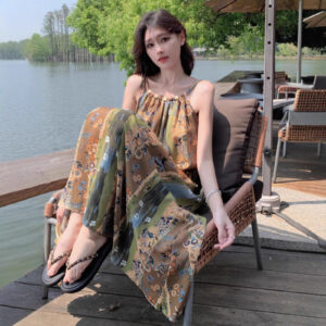 Dali Travel Outfit-jurk met retro-print en bandjes