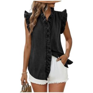 Dames zomer casual gewassen denim vest top