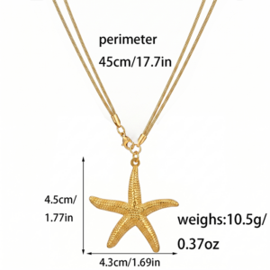 Dubbellaagse zeester hanger ketting voor vrouwen, 18K vergulde roestvrijstalen slangenketting choker, zomer strand vakantie sieraden cadeau