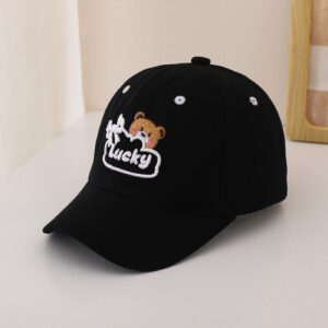 Eenkleurige schattige kleine beer voor kinderen, vlinderdas, geborduurd, verstelbaar, eenvoudig, casual, baseballpet, geschikt voor reizen en sport
