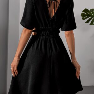 Elegante geplooide A-lijn zomerjurk met hoge taille