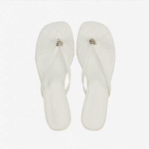 Franse vintage geweven textuur-slippers voor dames, zomerse outdoor-slipsandalen met dunne hak en metalen decor, strandslippers