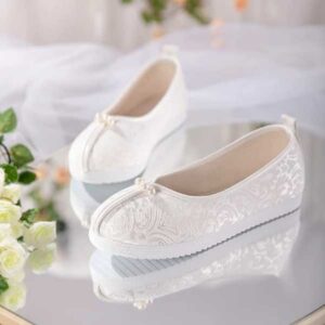 Jacquard satijnen flats - vintage geborduurde damesschoenen, comfortabele instapschoenen met zachte zool voor lente en zomer dagelijks woon-werkverkeer