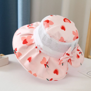 Kinderplezier bedrukte strik decoratieve patchwork netstof ademend en koel zoete vissershoed geschikt voor buitenreizen